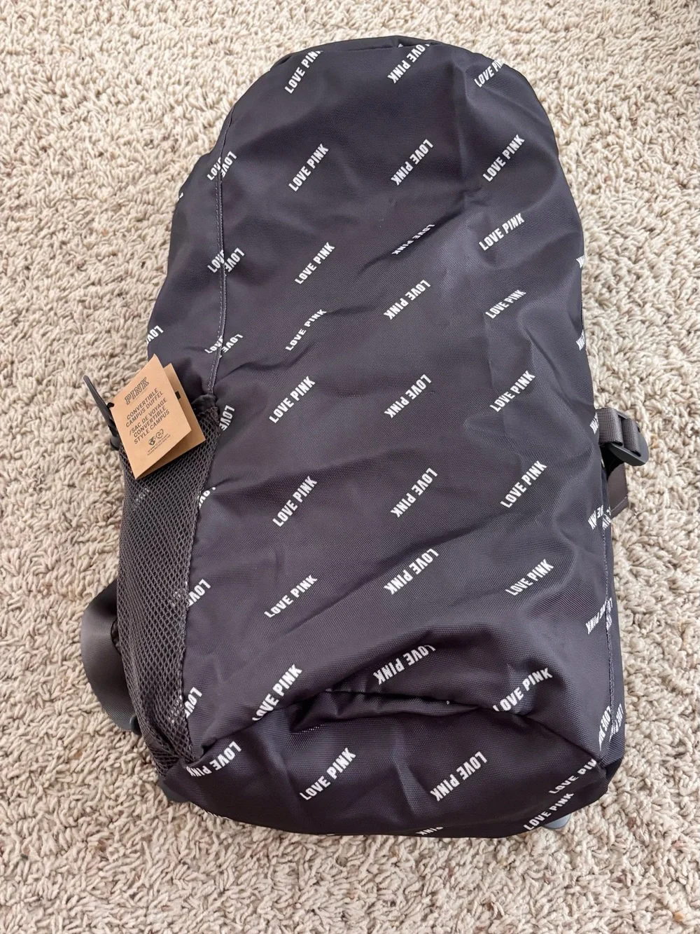PINK Victoria's Secret Black 'LOVE PINK' Logo Backpack